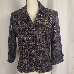 Elegant Black and Gold Paisley Women's Top
